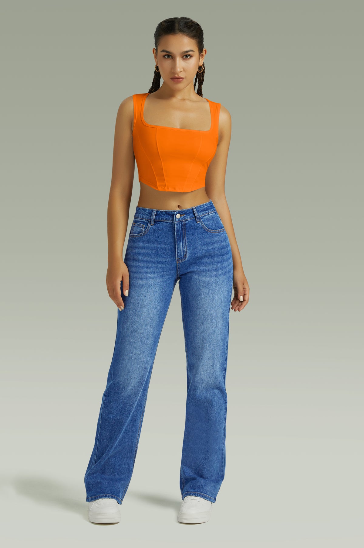 Steel Blue High-Waist Boyfriend Jeans