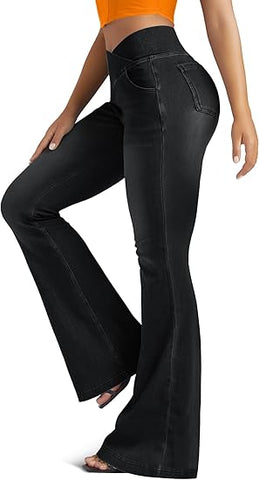 Black Crossover High-Waist Leggings